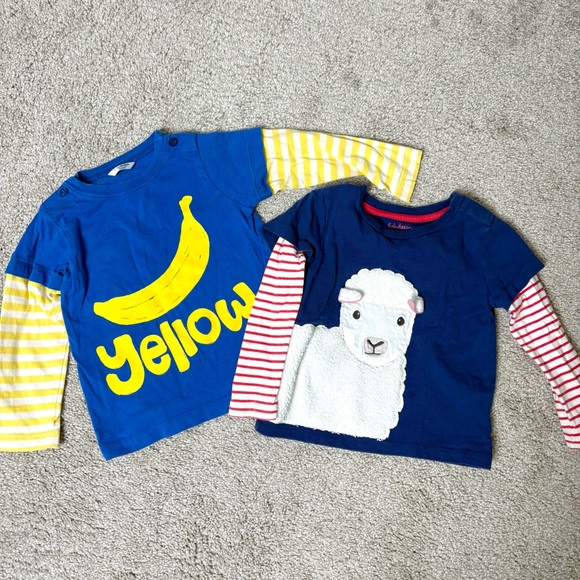 Mini Boden Other - Mini Boden Lamb and Banana Yellow Long Sleeve Shirts 18-24 Months